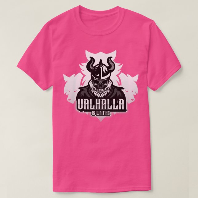 Valhalla väntar på att se varger Odin krigare säge T Shirt (Design framsida)