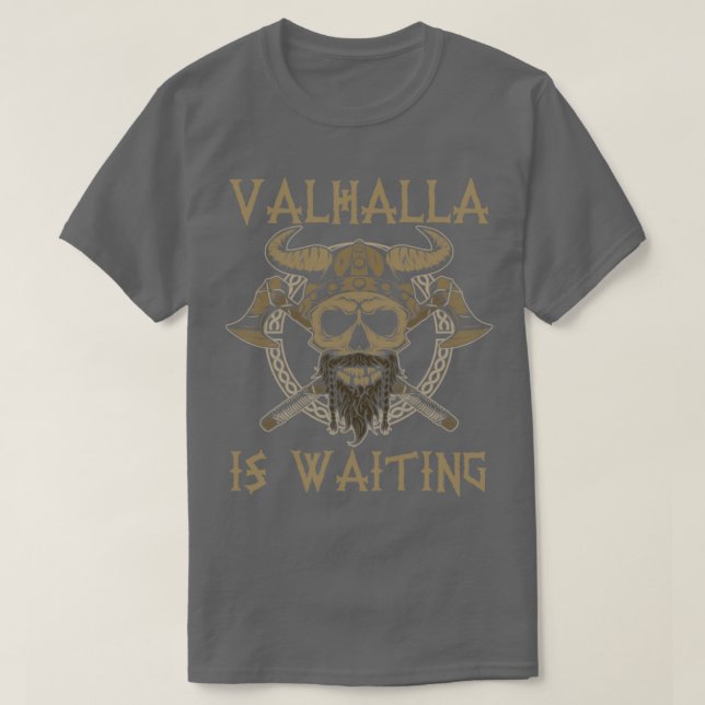 Valhalla väntar på Viking T Shirt (Design framsida)