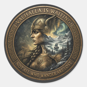 Valhalla väntar: Valkyria Ande-Medaljong Runt Klistermärke