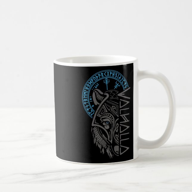 Valhalla Varg Mask Odin Runes Norse Comp Viking Kaffemugg (Höger)