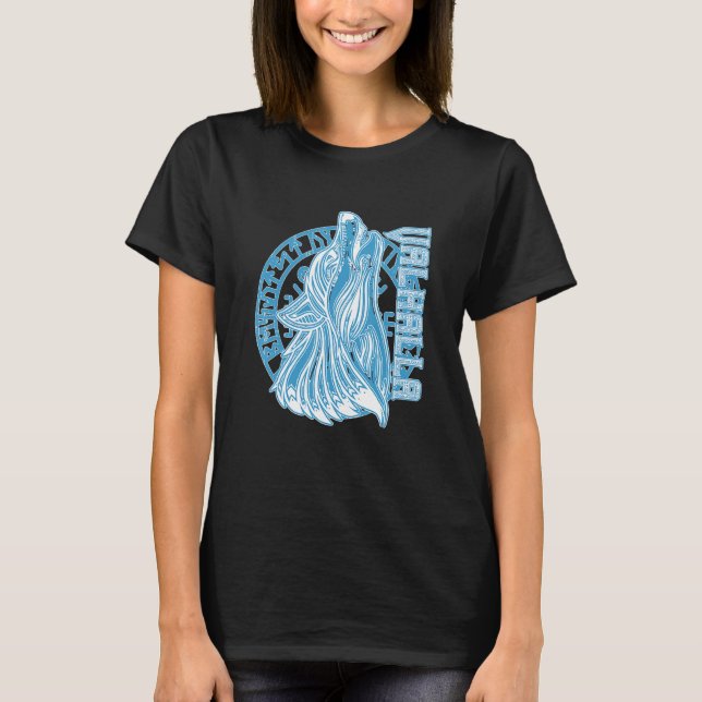 Valhalla Varg Mask Odin Runes Norse Compass Viking T Shirt (Framsida)
