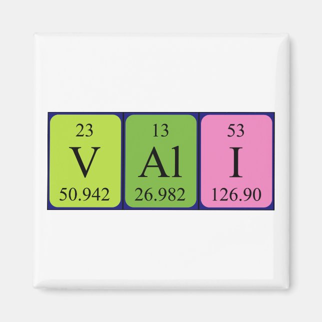 Vali periodiskt bord namn magnet (Framsidan)