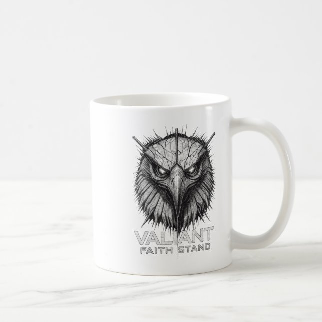 Valiant Faith Stand Eagle Christian Courage Streng Kaffemugg (Höger)