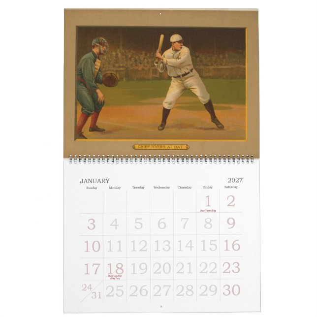 Välj 1911 guld- Erabaseballkort Kalender (Jan 2027)