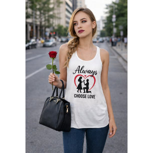 Välj alltid Kärlek Bella+Canvas Flowy Racerback Ta Linne Med Racerback