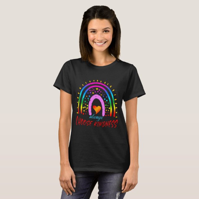 Välj alltid vänlighet regnbåge t shirt (Hel framsida)