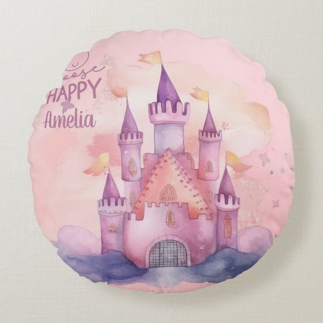 Välj Anpassadet Lycklig Palace Rund Kudde (Framsidan)