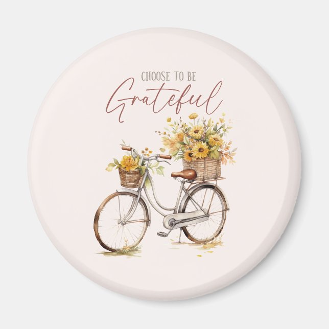Välj att vara tacksam - cykel och ryggsäck magnet (Framsidan)