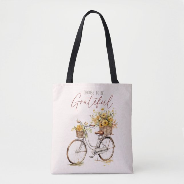 Välj att vara tacksam - cykel och ryggsäck tygkasse (Framsida)