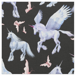 VÄLJ BAKGRUND FÄRG Unicorns and Butterflies Tyg