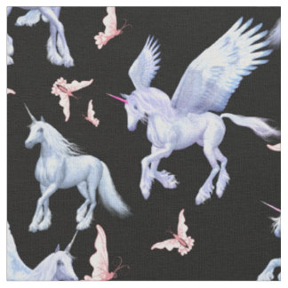 VÄLJ BAKGRUND FÄRG Unicorns and Butterflies Tyg