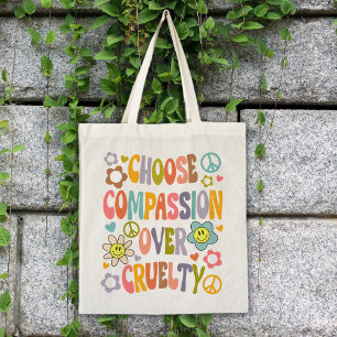Välj Compassion over Cruelty, Flowers Retro Tygkasse