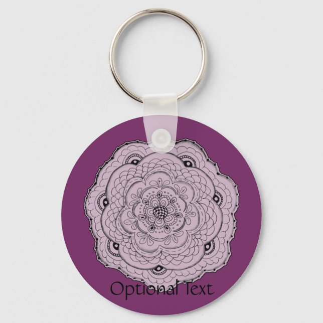 Välj din egen Färg Lacy Crochet Doily Flower Nyckelring (Framsida)