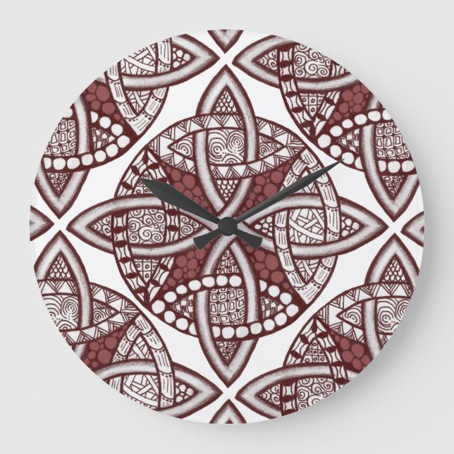 Välj din Färg Celtic Knot Decorative Mönster L Stor Klocka (Framsida)