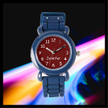 VÄLJ DIN FÄRG, Ditt namn, Kids Blue Wrist Armbandsur<br><div class="desc">Den här roligten barn vrider ur klockan med ett blått silikonband kan anpassas som du vill. Du kan välja Ditt EGET FÄRG om du vill ersätta bakgrunden på bevakningen ansikte och du kan göra texten spelar ingen roll om du vill. Eller behålla min burgiga och vita design. Alla Höger förbehållna...</div>