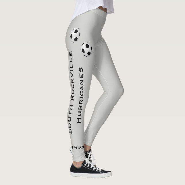VÄLJ DIN FÄRG- eller Grått-fotbollsgrupp med Namn Leggings (Höger)