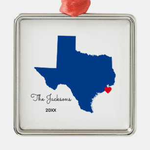 Välj din Färg Texas Karta-form Julgransprydnad Metall