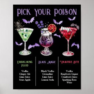 Välj din förgiftning Halloween 3 Cocktailmeny Poster