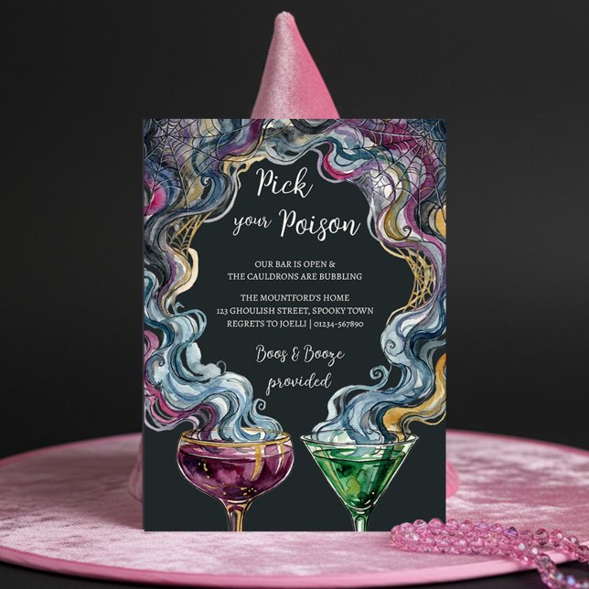 Välj din förgiftning Halloween Cocktail Party Inbjudningar (Pick your Poison halloween cocktail party invitation by Darling & May (printed or digital))