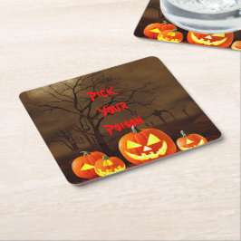 Välj din förgiftning Halloween Kuslig kyrkogård Sq Underlägg Papper Kvadrat