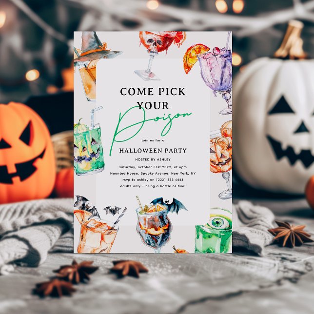Välj din giftcocktail för vuxen Halloween-fest Inbjudningar (Skapare uppladdad)