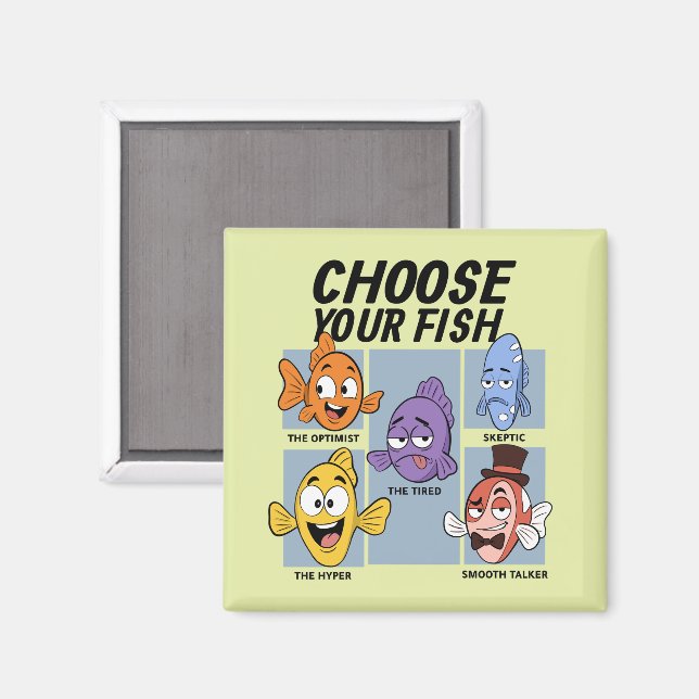 Välj Din Roliga Fisk Magnet (Front/Back)