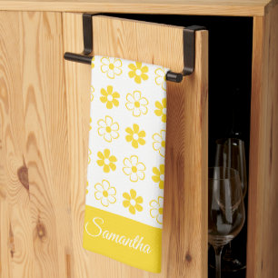 Välj ditt eget Färg - Roligt Retro Flowers Mönster Kökshandduk