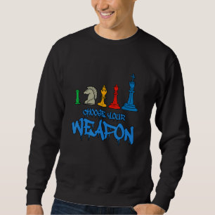 Välj ditt vapen Cool Schack Illustration Grafisk Lång Ärmad Tröja