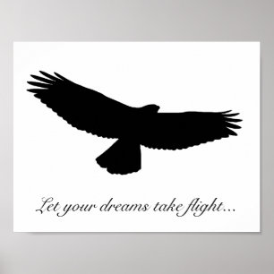 VÄLJ EGEN BAKGRUND FÄRG! RED TAILED HAWK Black Poster