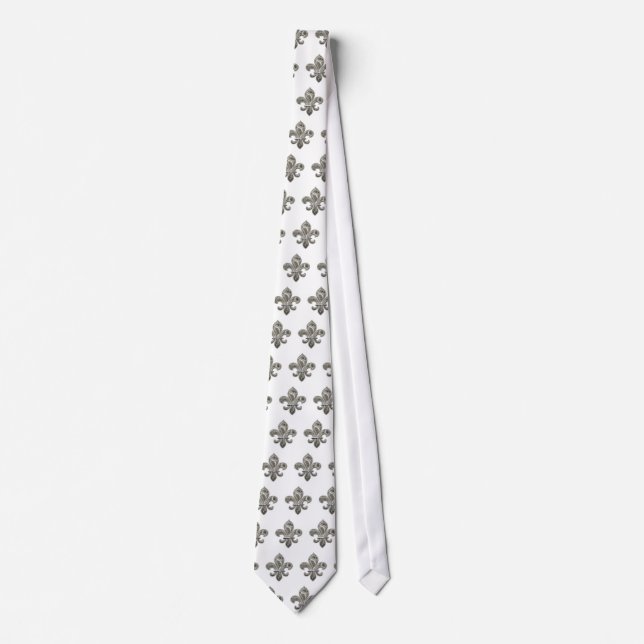 Välj en egen färg Tie w/Silver Fleur de Lis Slips (Framsida)