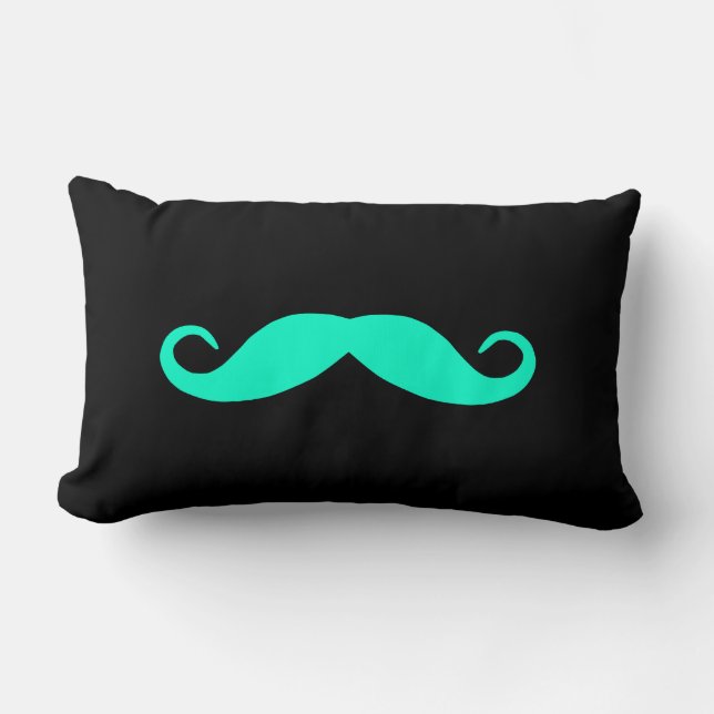 Välj en färg Mustasch på svart Lumbarkudde (Framsida)