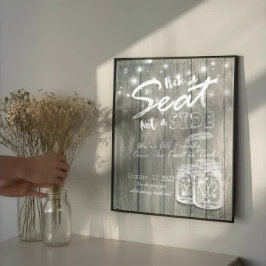 Välj En Stol Inte En Sida Bröllopsskylt Trä Masonb Poster