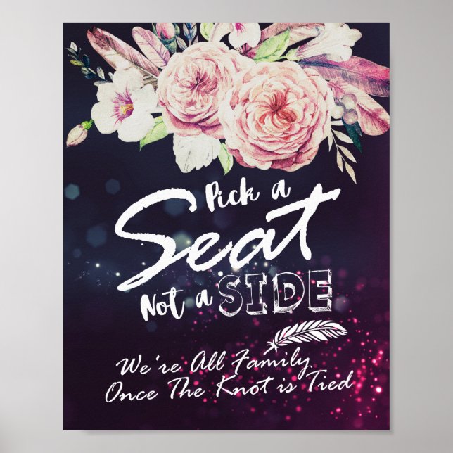 Välj en stol, inte ett parti Bröllopsblommor Lila  Poster (Framsidan)