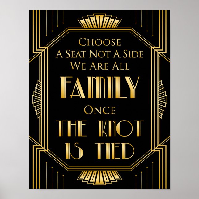 Välj ett säte för Bröllop-tecken | Gatsby Art Deco Poster (Framsidan)