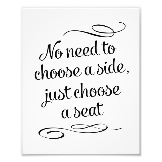 Välj ett säte som inte är ett sidotecken i Bröllop Fototryck (Framsidan)