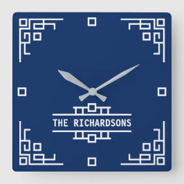 Välj Färg Art Deco Retro Geometric Gräns Fyrkantig Klocka