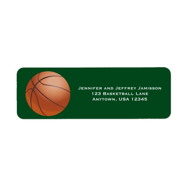 VÄLJ FÄRG Basketboll, Gröntens Returadress Etikett (Framsidan)
