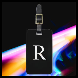 VÄLJ FÄRG eller Svart och vitt monogramformat Bagagebricka