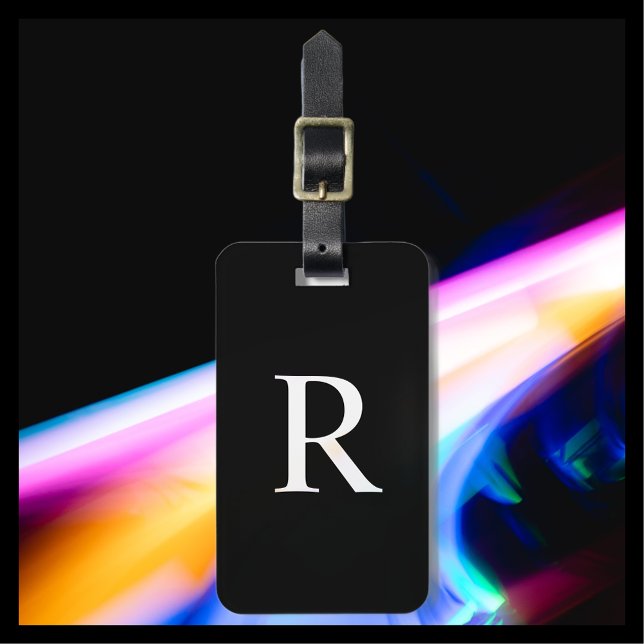 VÄLJ FÄRG eller Svart och vitt monogramformat Bagagebricka (Skapare uppladdad)