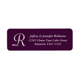 VÄLJ FÄRG, Lila Monogram Returadress Returadress Etikett
