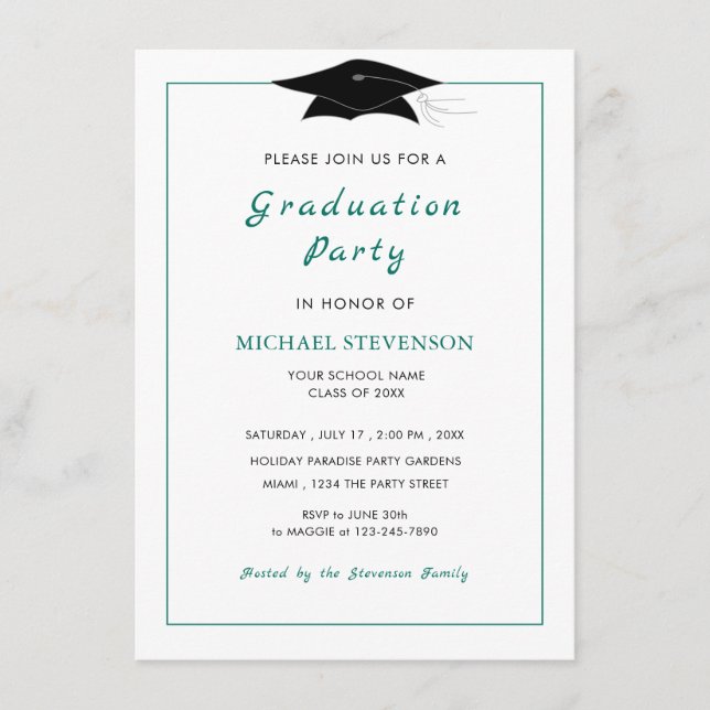 Välj Färg Modern Design Grad Party-inbjudan Anteckningskort (Framsida)