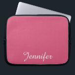 VÄLJ FÄRG, Namn, Rosa Laptop Fodral<br><div class="desc">VÄLJ DIN EGEN BAKGRUND FÄRG för att dekorera den här personlig namn-sleeven för bärbara datorer.  Standard är rosa.  Det är personlig med vitt skript. Du kan enkelt ändra text och bakgrund färg. Vilket underbart sätt att skydda din bärbara dator. Alla Höger förbehållna © 2014 Alan & Marcia Socolik.</div>