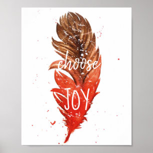 Välj fjädern för den glädje//vattenfärgen poster