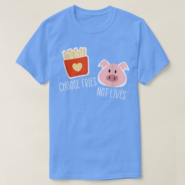 Välj Fries Not live Vegan Vegetarian Funny Gris T Shirt (Design framsida)