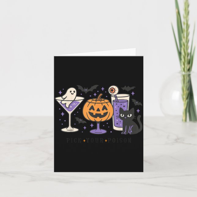 Välj Gift Halloween Svart Katt Pumpa Spökstjärt Kort (Framsida)
