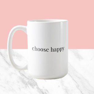 välj glad - positiva tankar enkel typografi kaffemugg