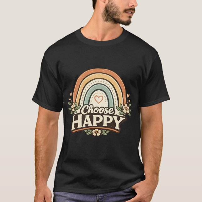 Välj Glad Retro Boho Regnbåge T Shirt (Framsida)