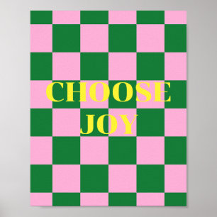 Välj Glädje, grön, rosa och gul citat Poster