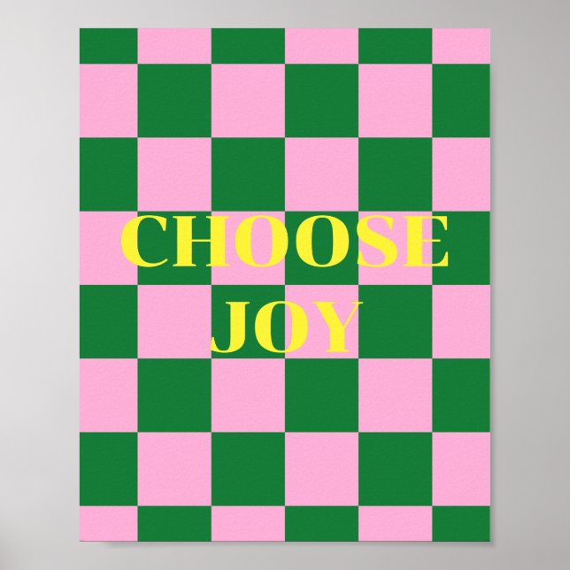 Välj Glädje, grön, rosa och gul citat Poster (Framsidan)