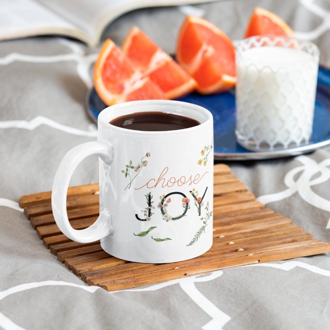 "Välj glädjen" Uppmuntra skript vattenfärg Kaffemugg (Skapare uppladdad)